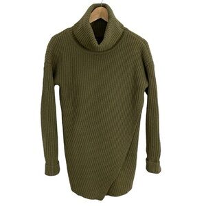 Banana Republic Crossover Turtleneck Sweater Womens S Army Green Merino Wool GUC